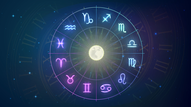 Signs of the zodiac in night sky