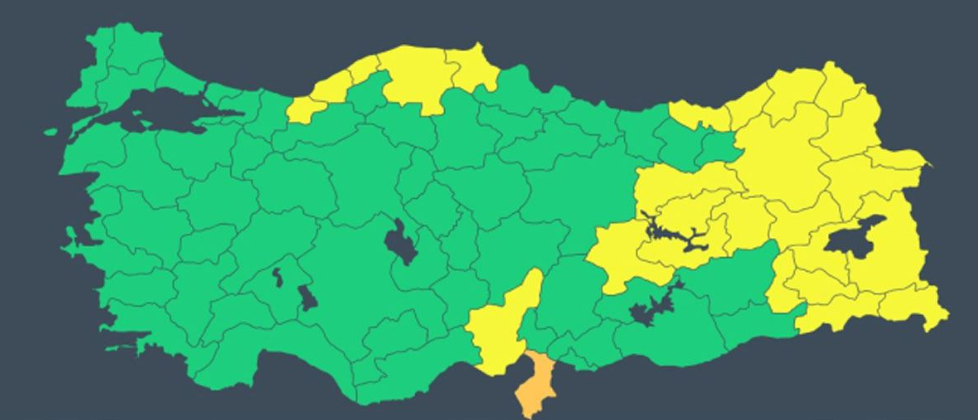 Meteoroloji, 26 ili "sarı", bir ili ise "turuncu” kodla uyardı.