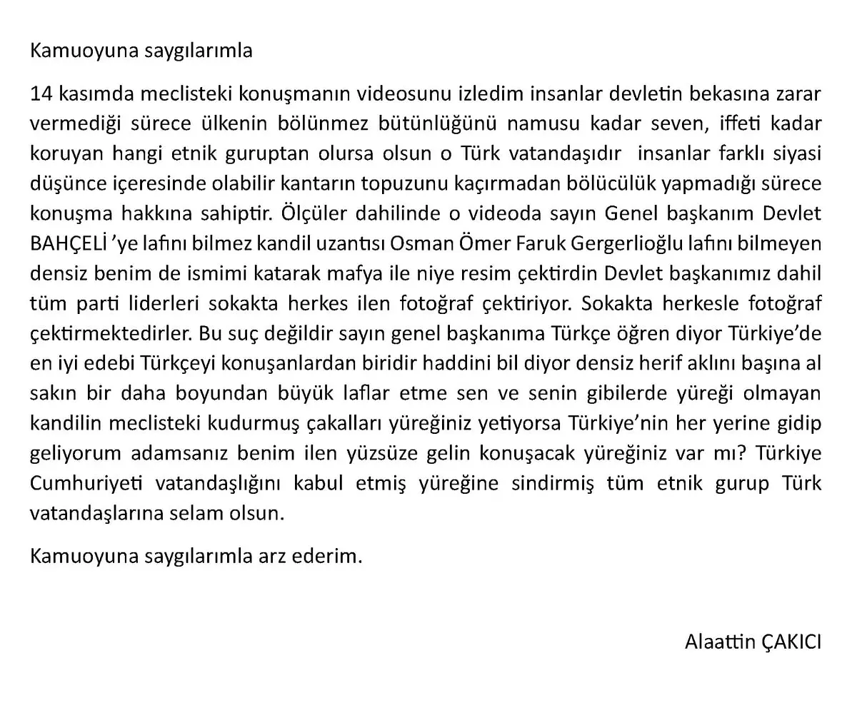 HEDEP-MHP geriliminde organize suç örgütü lideri Alaattin Çakıcı devreye girdi! Milletvekilini tehdit etti